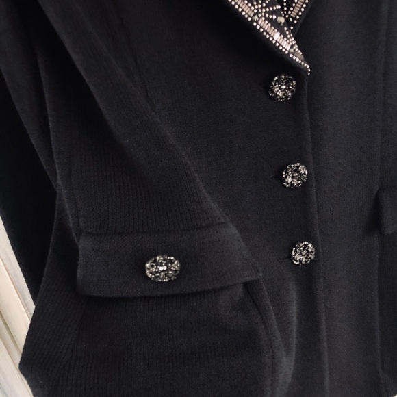 St. John Black Blazer with Silver Embellishments - Picture 7 of 7